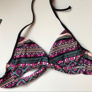 Xhilaration Pink & Purple Aztec Print Bikini Top